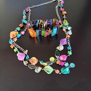 Colorful Multicolor Necklace and Bracelet Set